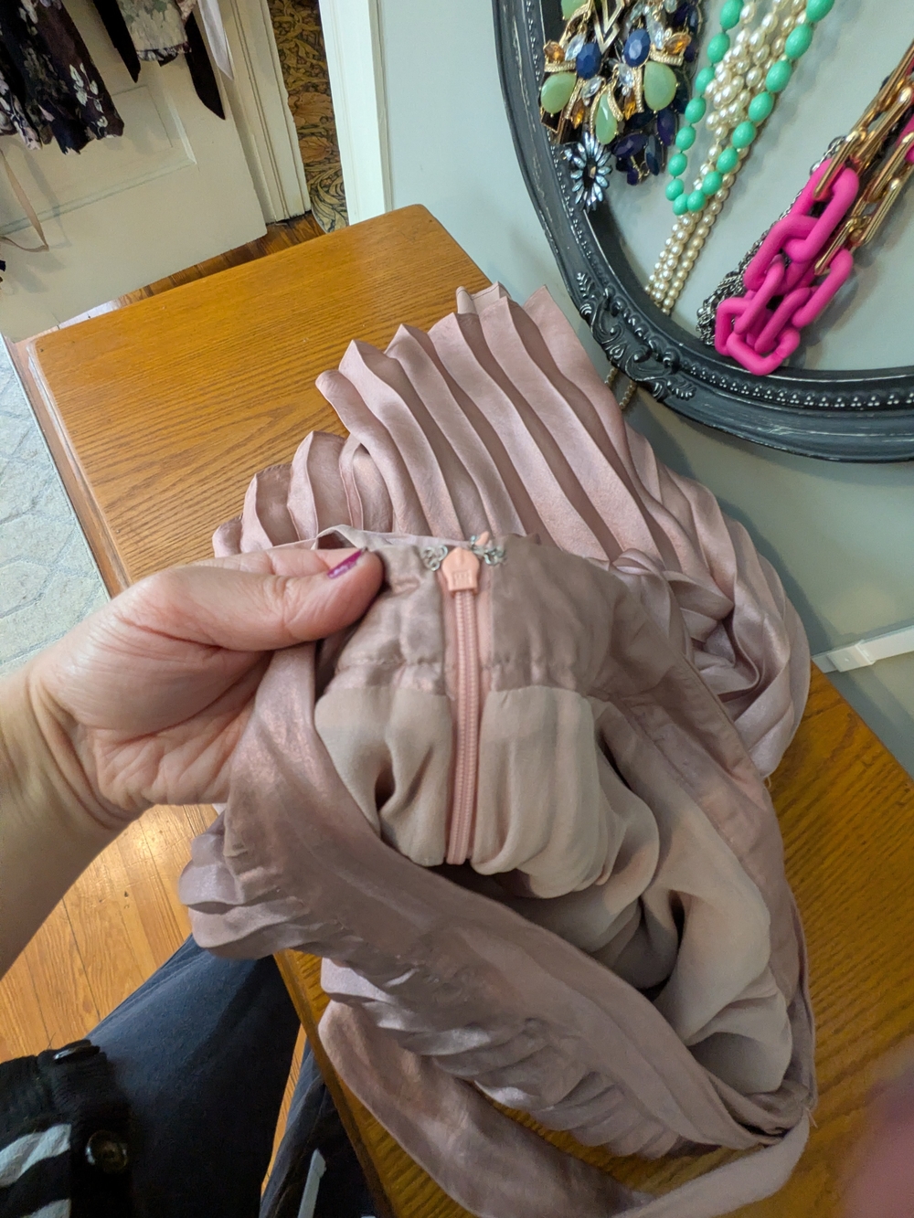 Anthropologie Maeve Dusty Rose Asymmetrical Pleated Midi Skirt - Picture 15 of 16
